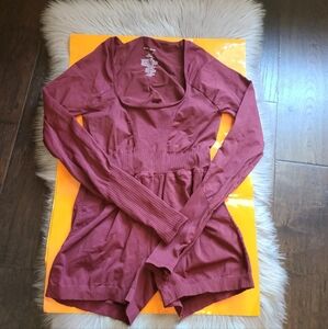 Nwot! Free People movement good karma runsie long sleeve burgundy